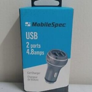 NIB "MobileSpec" 2 Port 4.8 Amp USB car charger